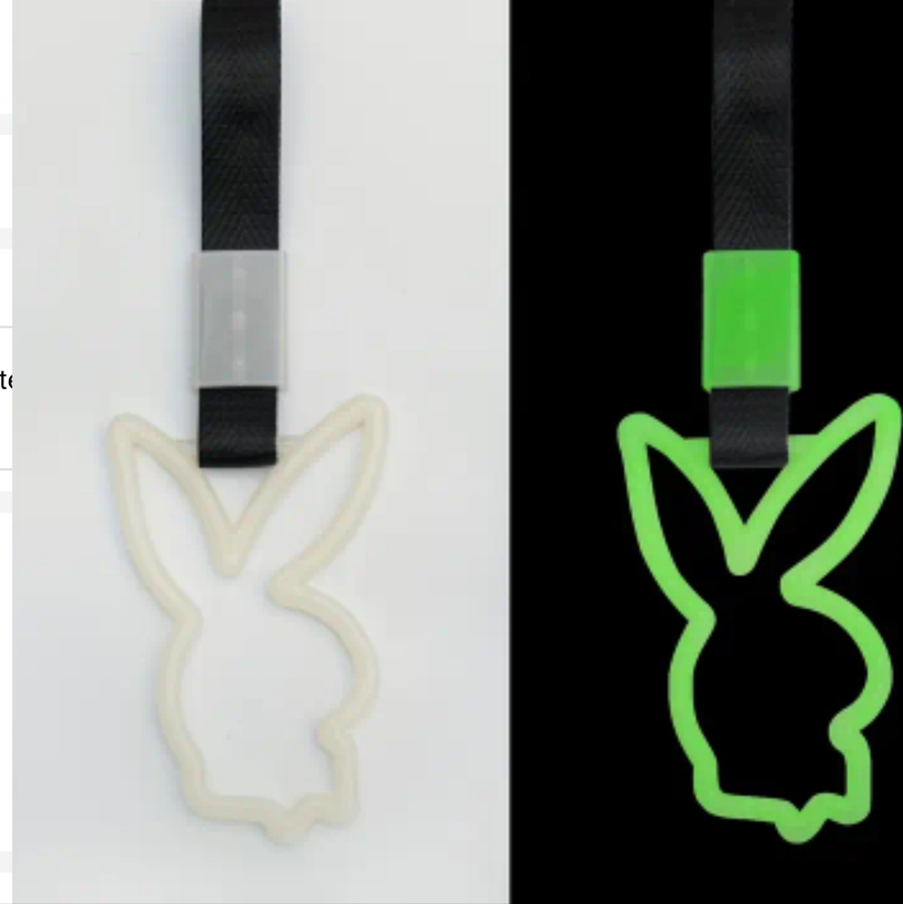 Glow-in-the-Dark Bunny Keychain Bag Tag